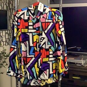 Bold print button down shirt